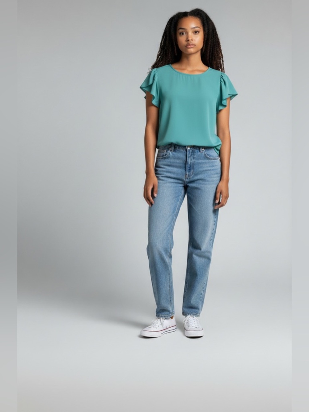 EUC!! LOFT Aqua Button-Back Blouse Top - Large